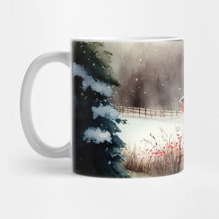 Chritsmas Snow Winter Watercolor Landscapes series 2 Mug